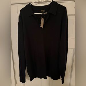 J Crew Mens black xxl Cashmere collared sweater-polo nwt